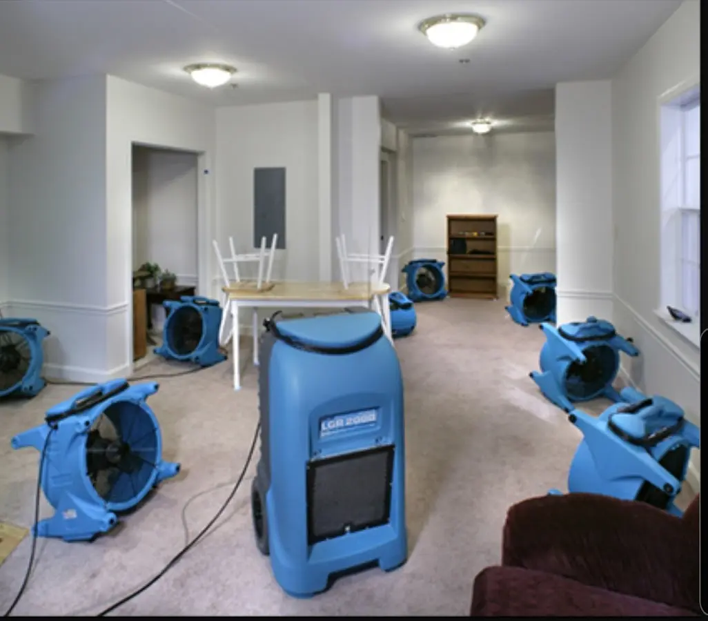 Air movers and dehumidifier setup for Water Extraction & Removal in Redford